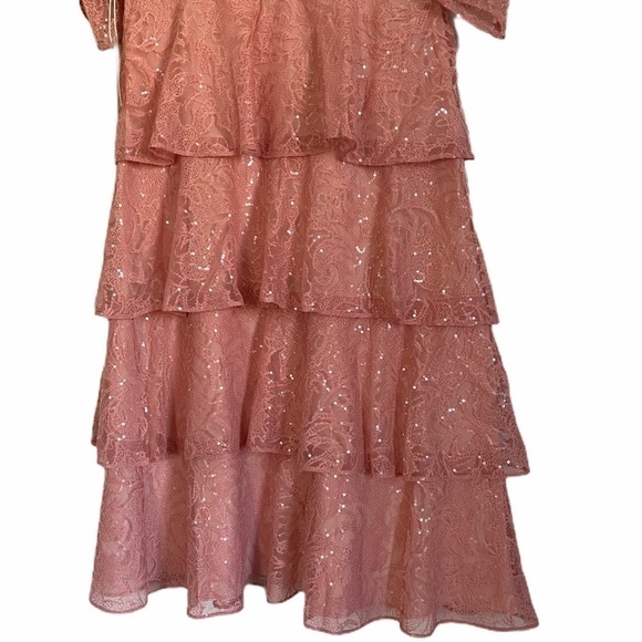 NWT TULAROSA Autumn Dress Lace Sequin Dusty Rose L - Picture 10 of 13